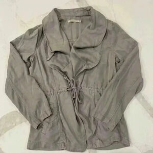 Max Jeans Drape Front Tencel Jacket LightGray Womens Medium MidLength Soft Light